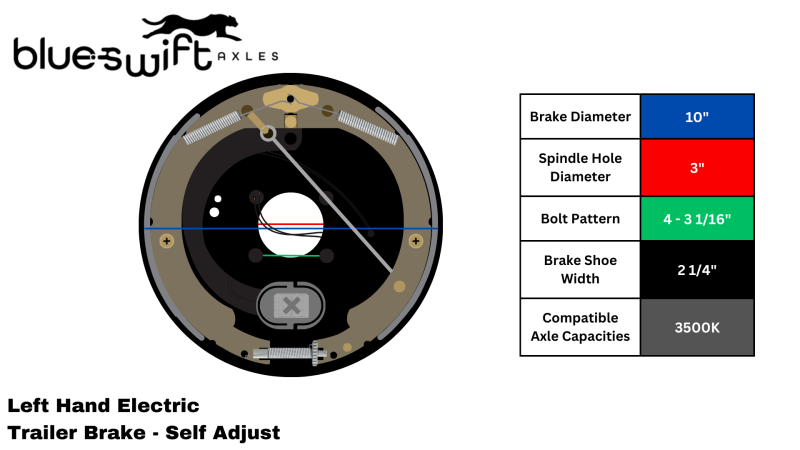 10 Inch electric trailer brake dimensions