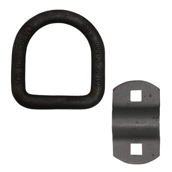 1/2" Bolt On Trailer D-Ring w/ 2-Hole Mounting Bracket, Forged